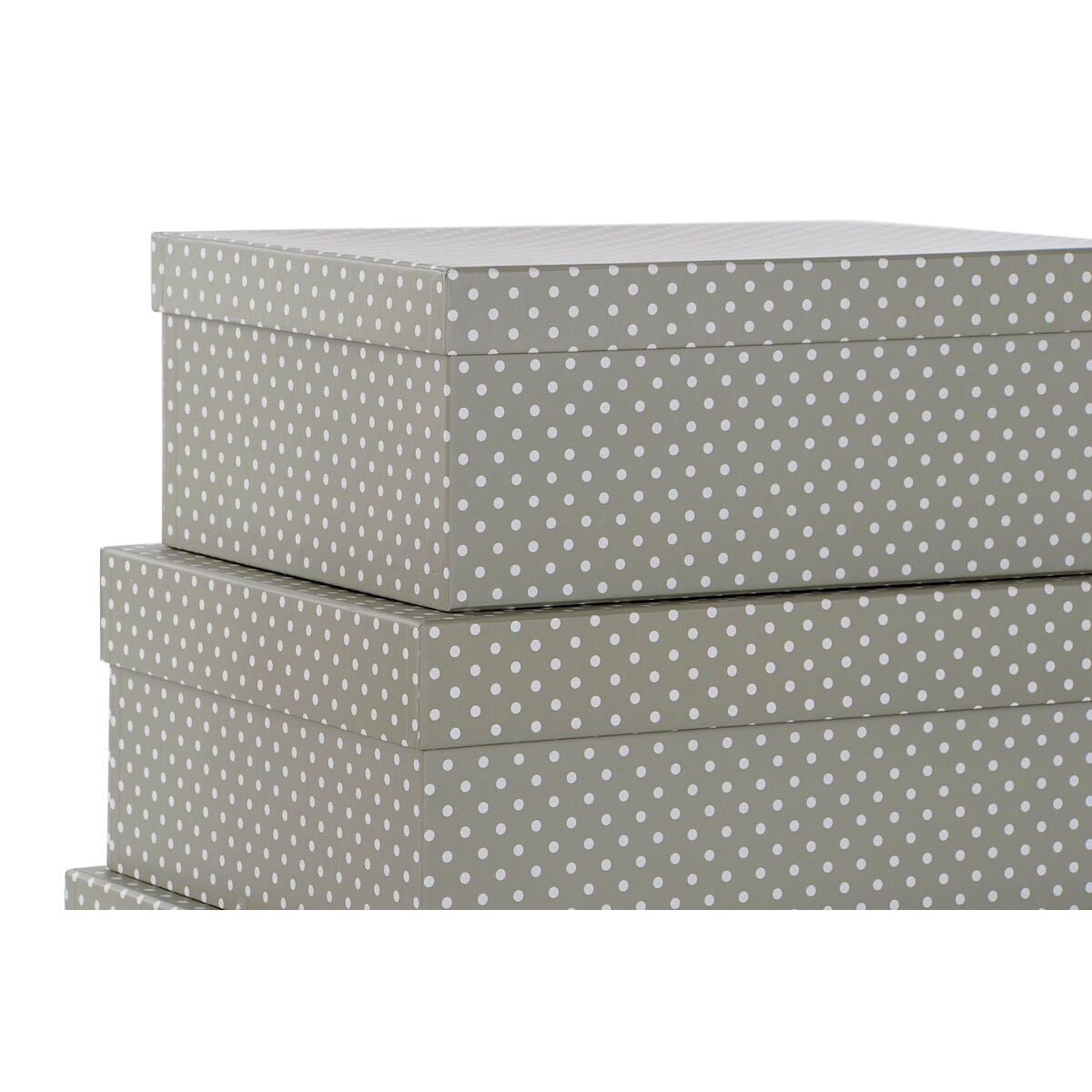 Set of Stackable Organising Boxes DKD Home Decor Mouse Grey White Cardboard (43,5 x 33,5 x 15,5 cm)